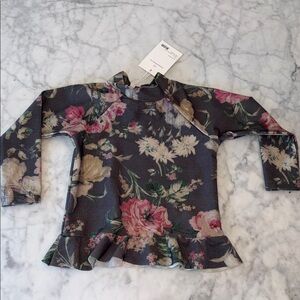 NWT Zimmermann Dark Floral Rashguard or Swim Ruffle Top 2Y